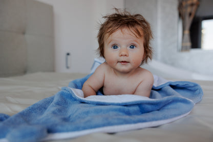 Muslin and bamboo towel with a hood "Blue"