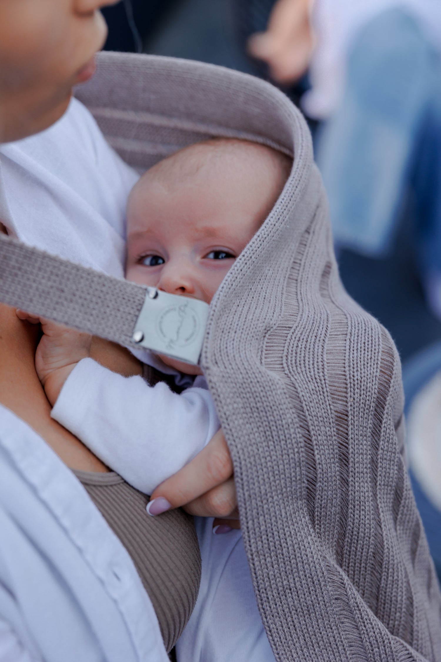 Megzta žindymo skraistė su standžiu lankeliu iš medvilnės
