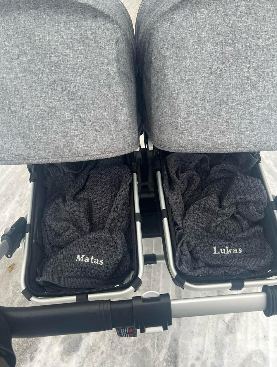 Merino wool blanket "Beehive dark gray"