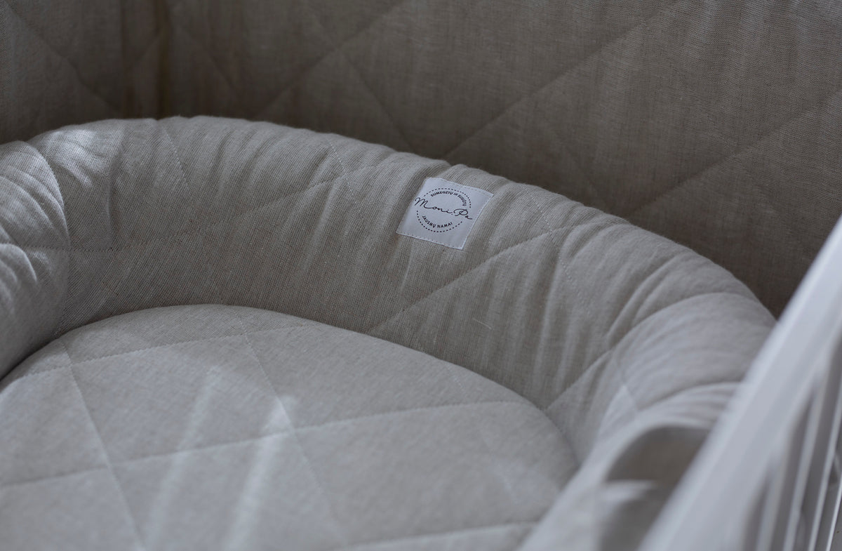 Premium 100% lino lizdelis - gultelis kūdikiams su tvirtu pagrindu "NUMA"