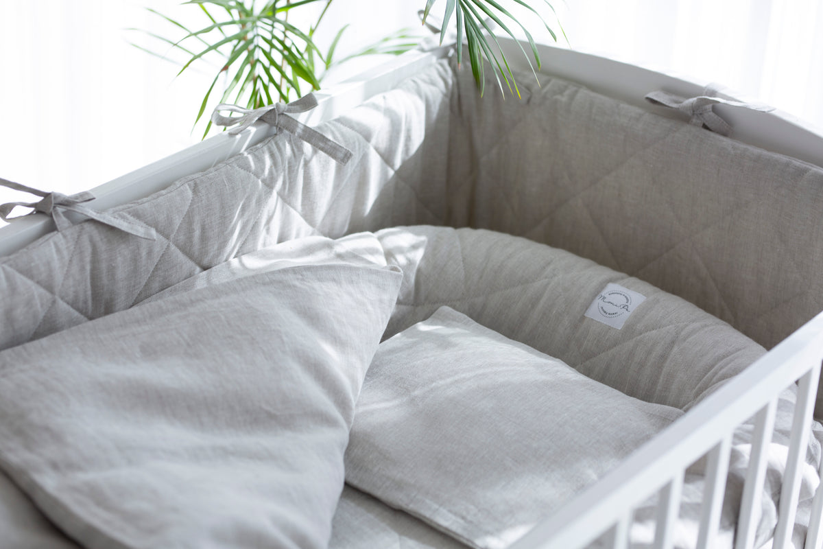 Premium 100% lino lizdelis - gultelis kūdikiams su tvirtu pagrindu "NUMA"