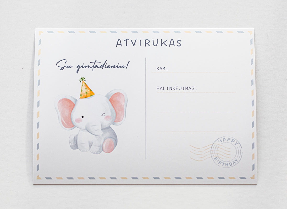 Atvirutė "Gimtadienio drambliukas"