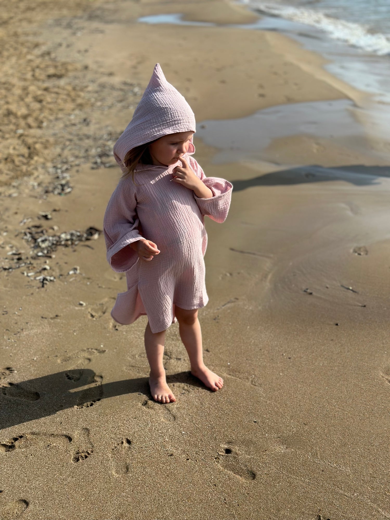 Vaikiškas pončas - rankšluostis su gobtuvu iš muslino