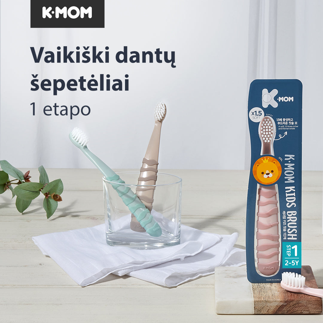 K-MOM Vaikiški dantų šepetėliai I etapo (nuo 2 iki 5 metų)