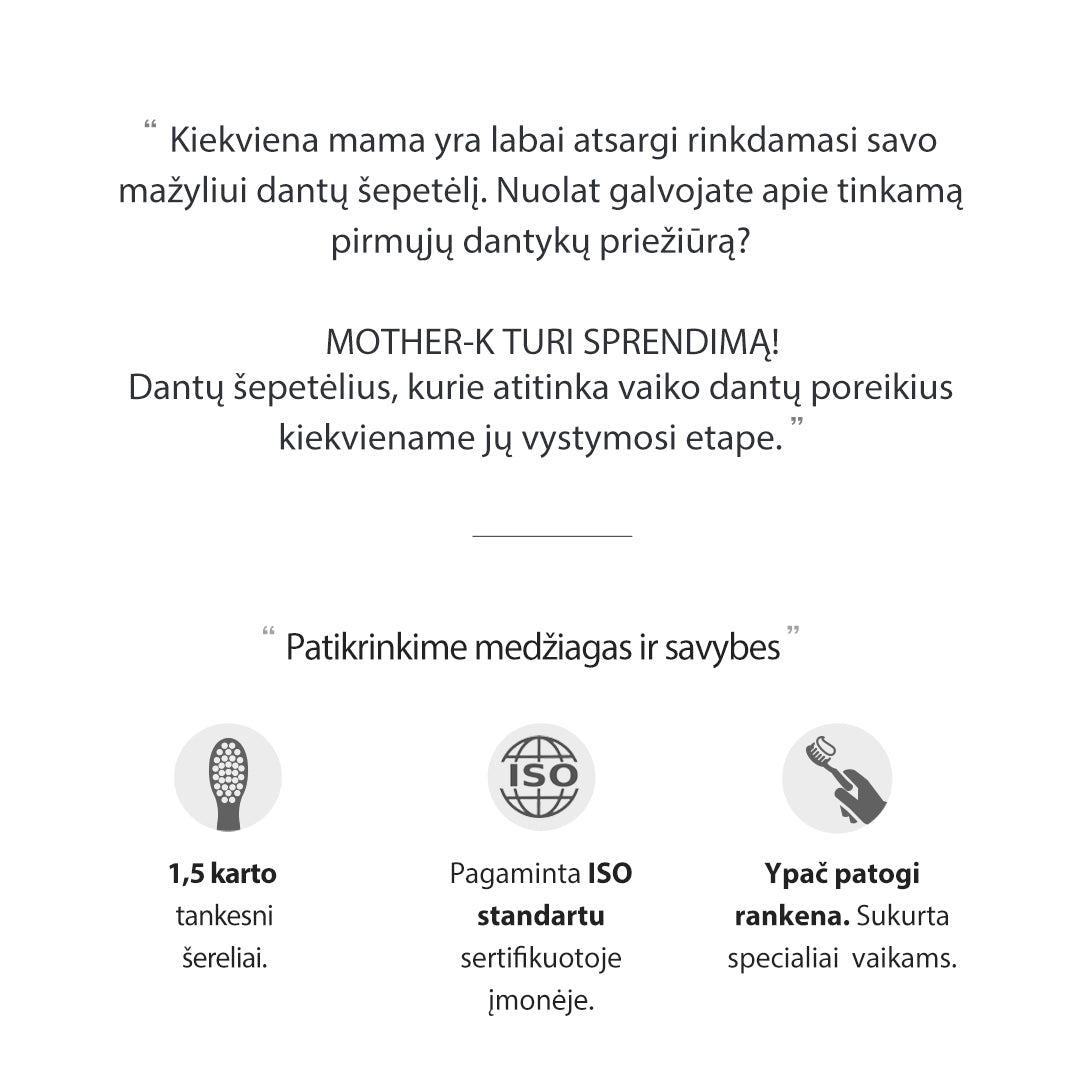 K-MOM Vaikiški dantų šepetėliai II etapo (nuo 5 iki 8 metų)