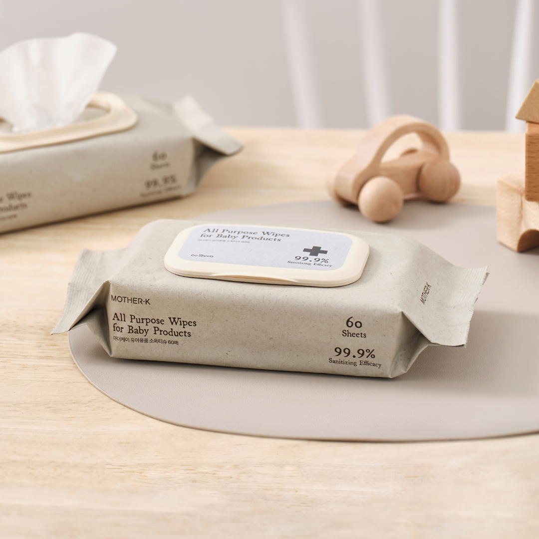 Mother-K Daiktų valymo servetėlės su etanoliu, 60 vnt.