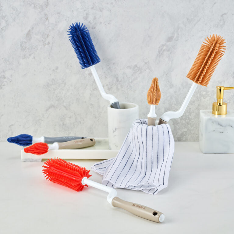 Mother-K silikoniniai buteliukų ir gertuvių plovimo šepetėliai