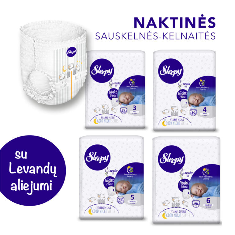 Sleepy “Night” sauskelnės-kelnaitės, su levandų aliejumi