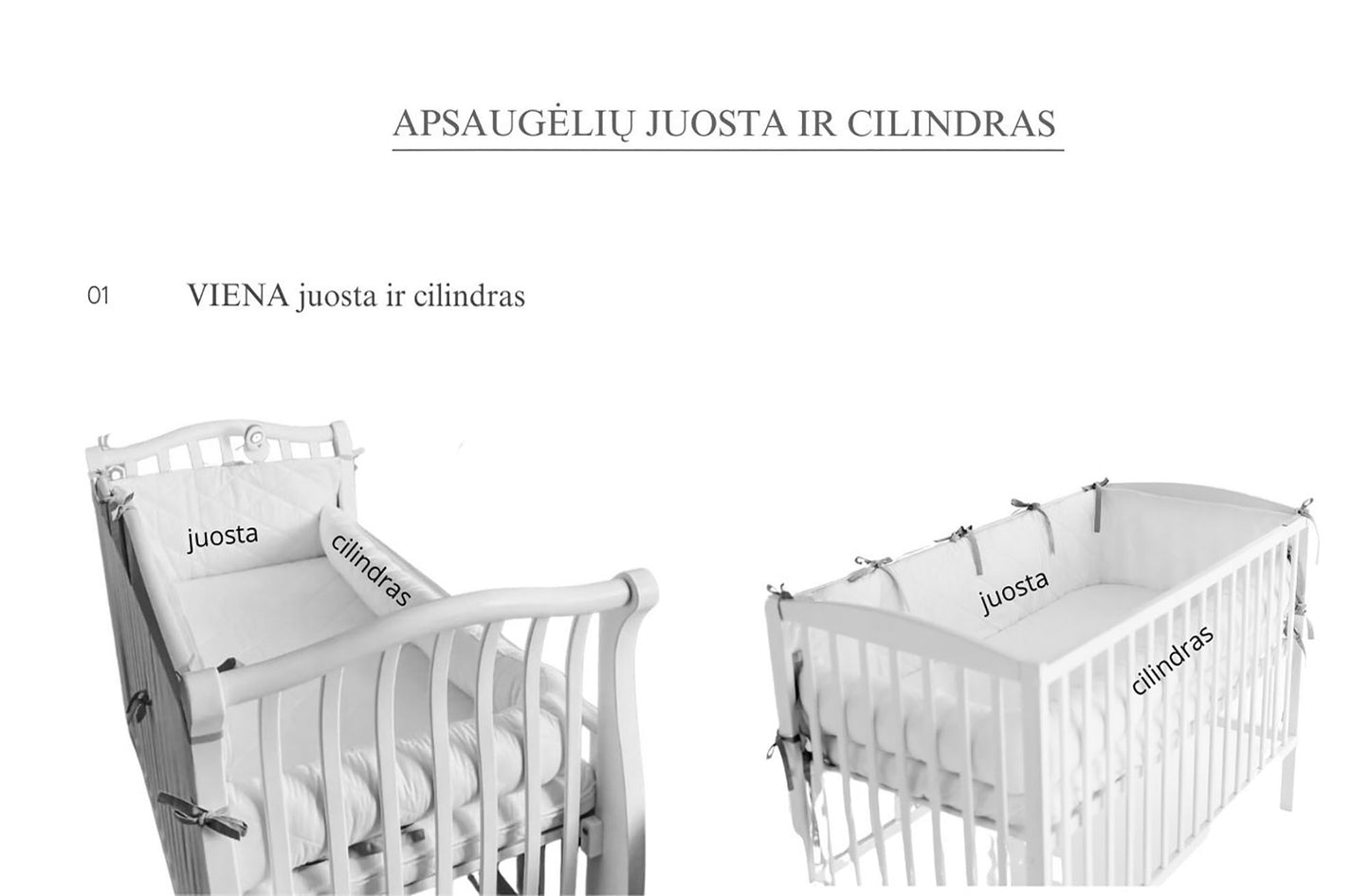 Crib bumpers "Pink with gray laces"