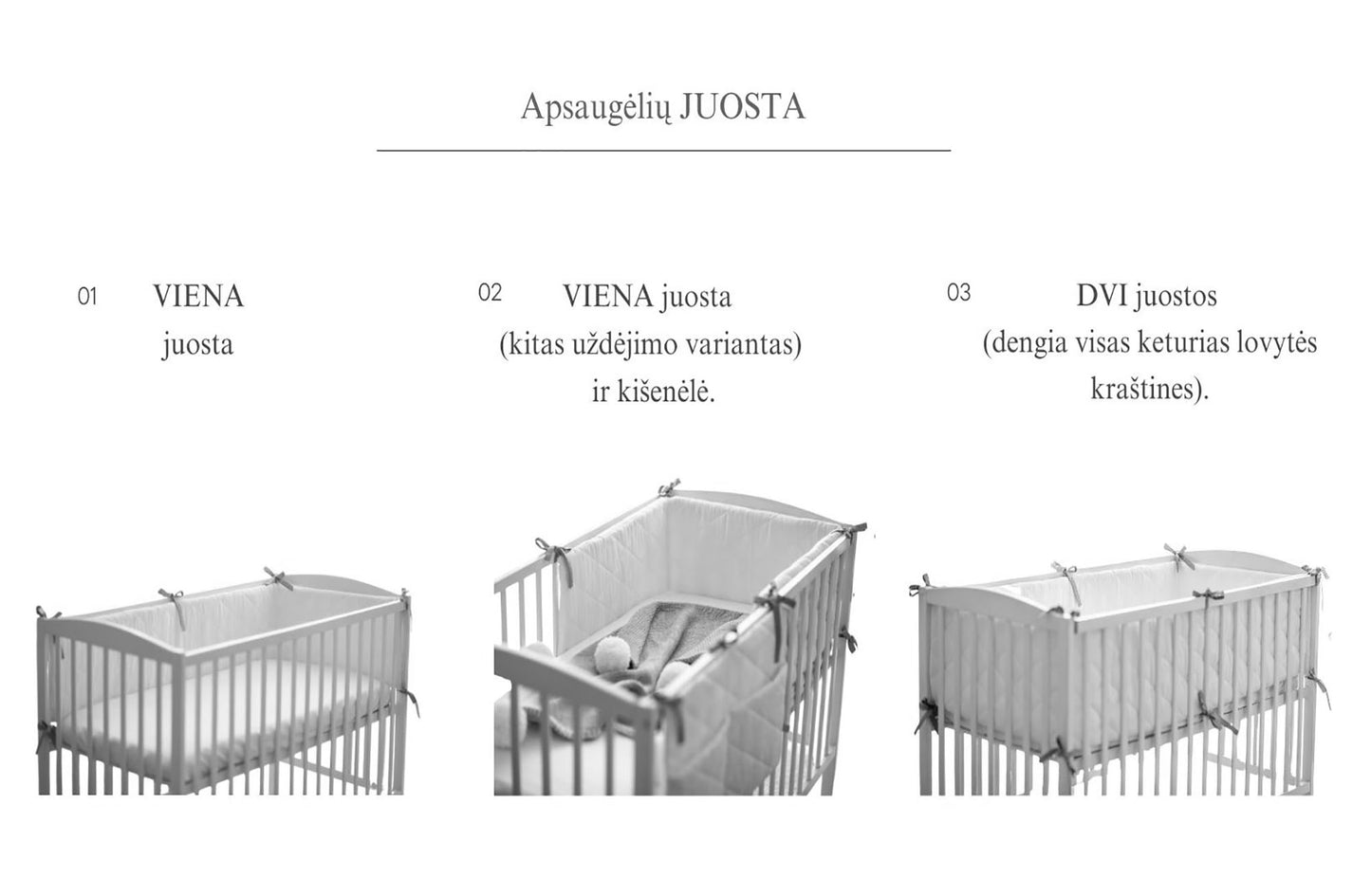 Crib bumpers "Pink with gray laces"