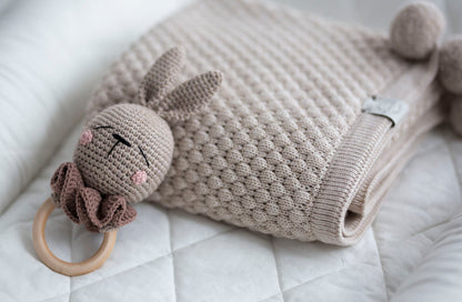 Crocheted rattle - chewer "Brown Bunny"