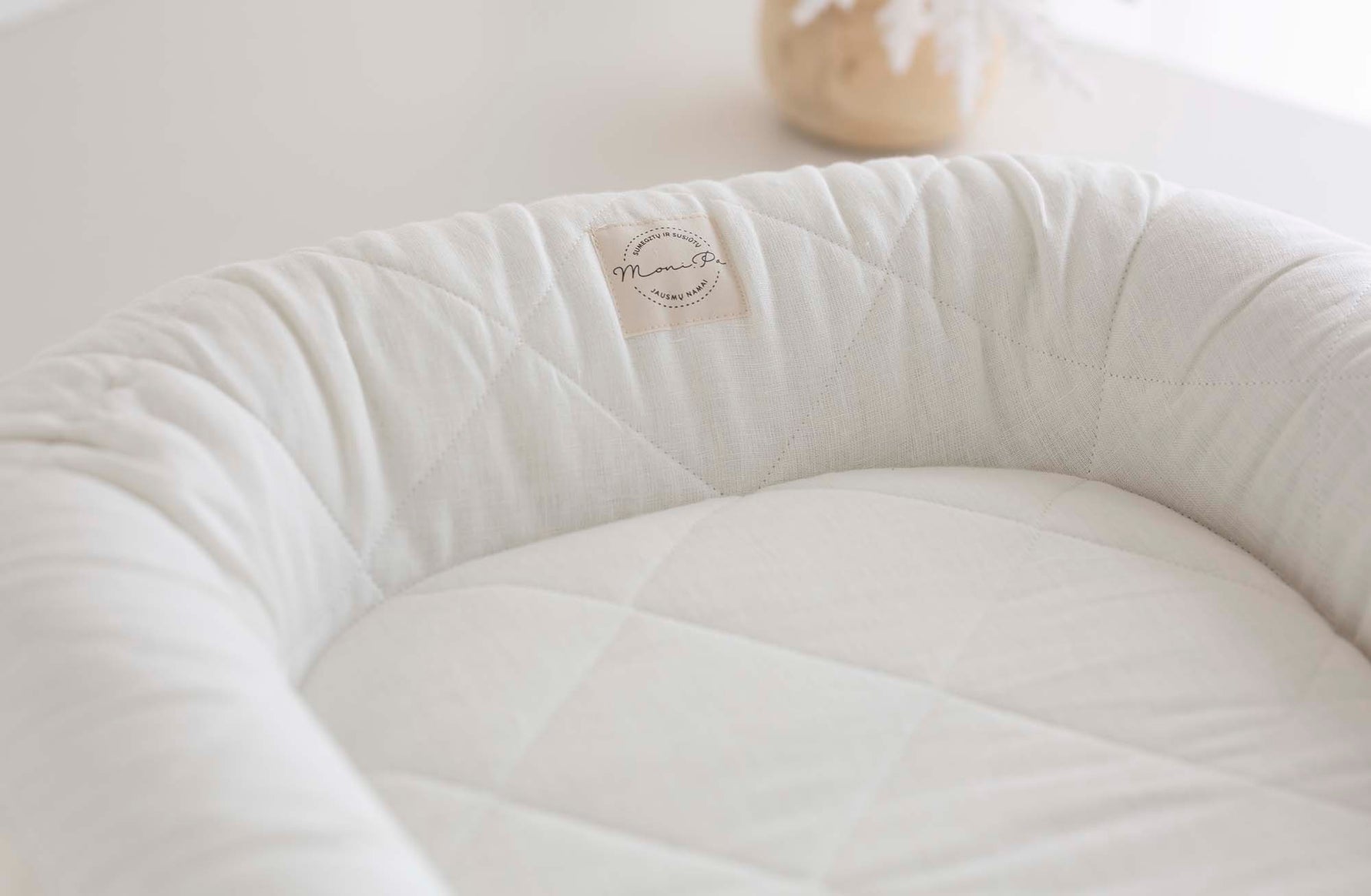 Premium 100% lino lizdelis - gultelis kūdikiams su tvirtu pagrindu "SILEA"