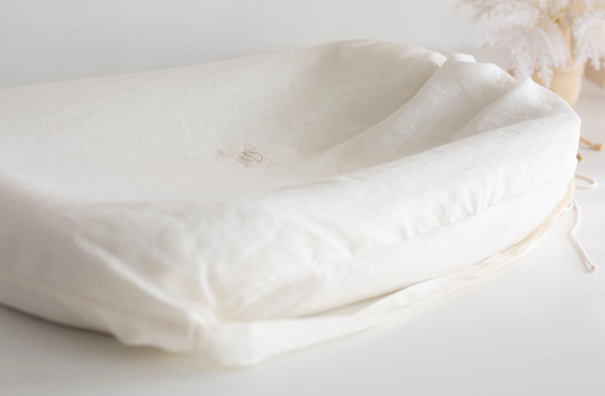 Premium 100% lino lizdelis - gultelis kūdikiams su tvirtu pagrindu "SILEA"