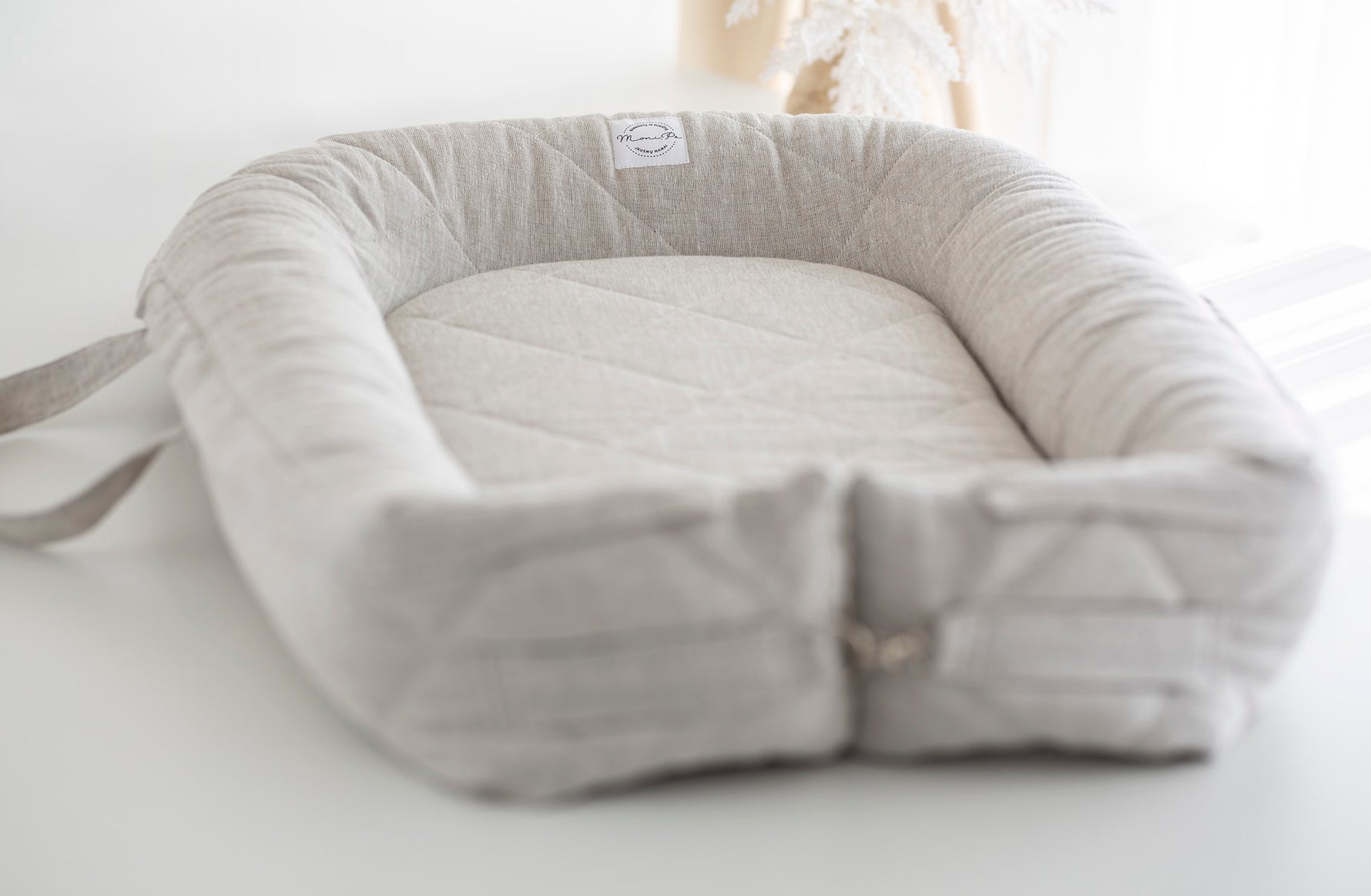 Premium 100% lino lizdelis - gultelis kūdikiams su tvirtu pagrindu "NUMA"