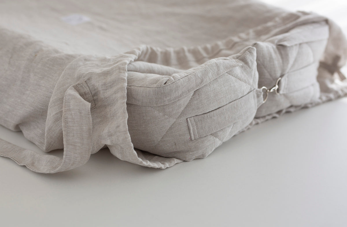 Premium 100% lino lizdelis - gultelis kūdikiams su tvirtu pagrindu "NUMA"