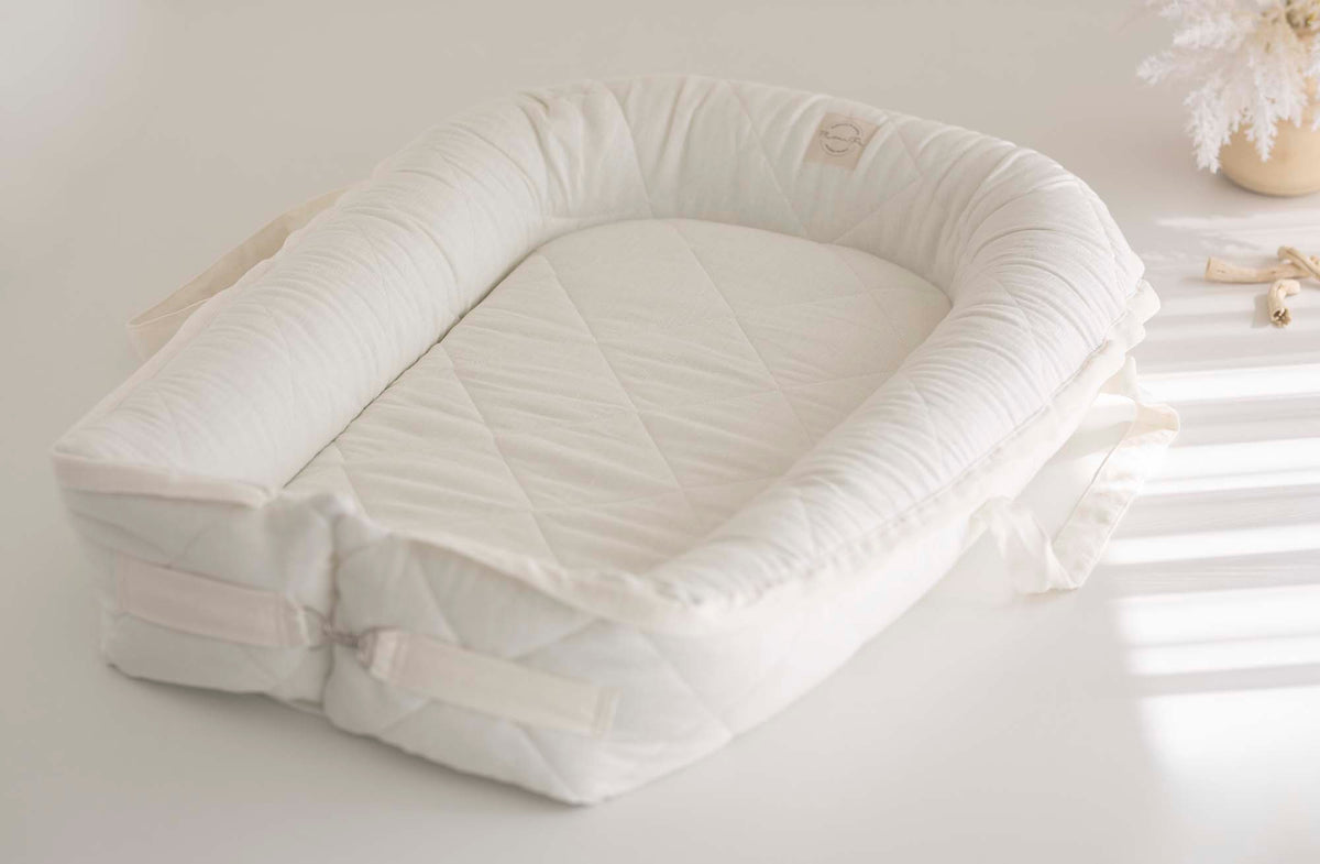 Premium 100% lino lizdelis - gultelis kūdikiams su tvirtu pagrindu "SILEA"