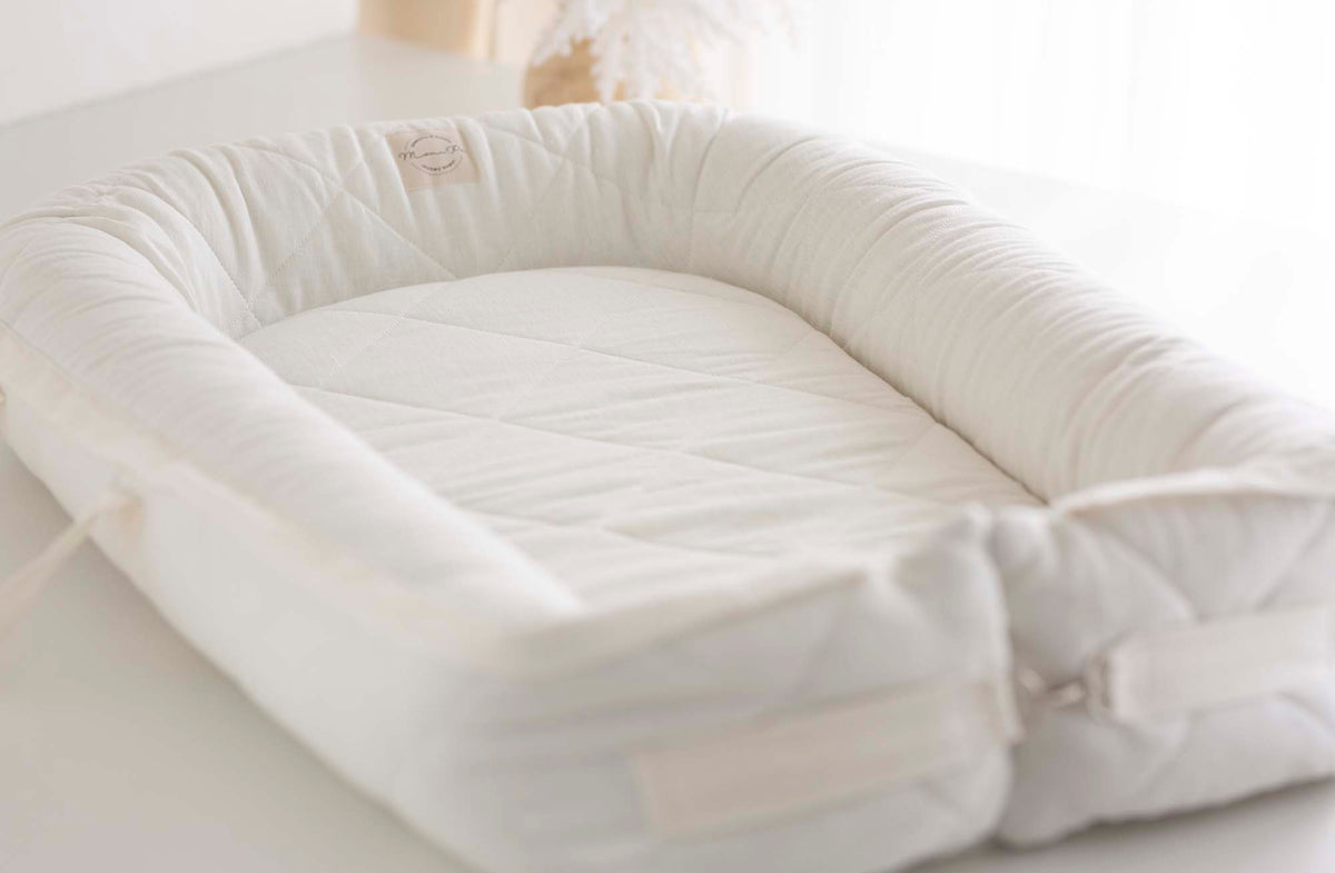 Premium 100% lino lizdelis - gultelis kūdikiams su tvirtu pagrindu "SILEA"