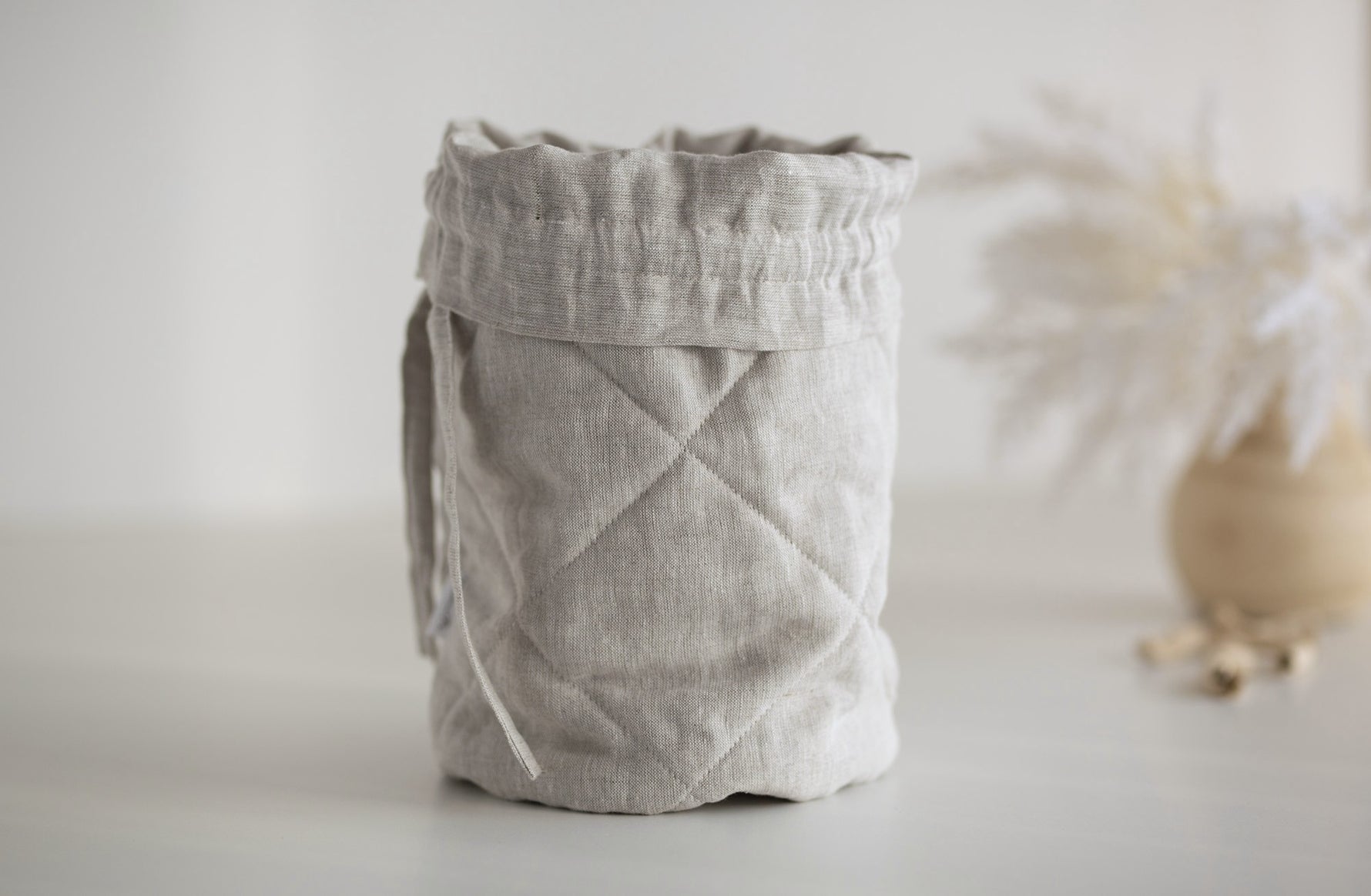 Daugkartinio naudojimo užrišamas maišelis iš 100% lino