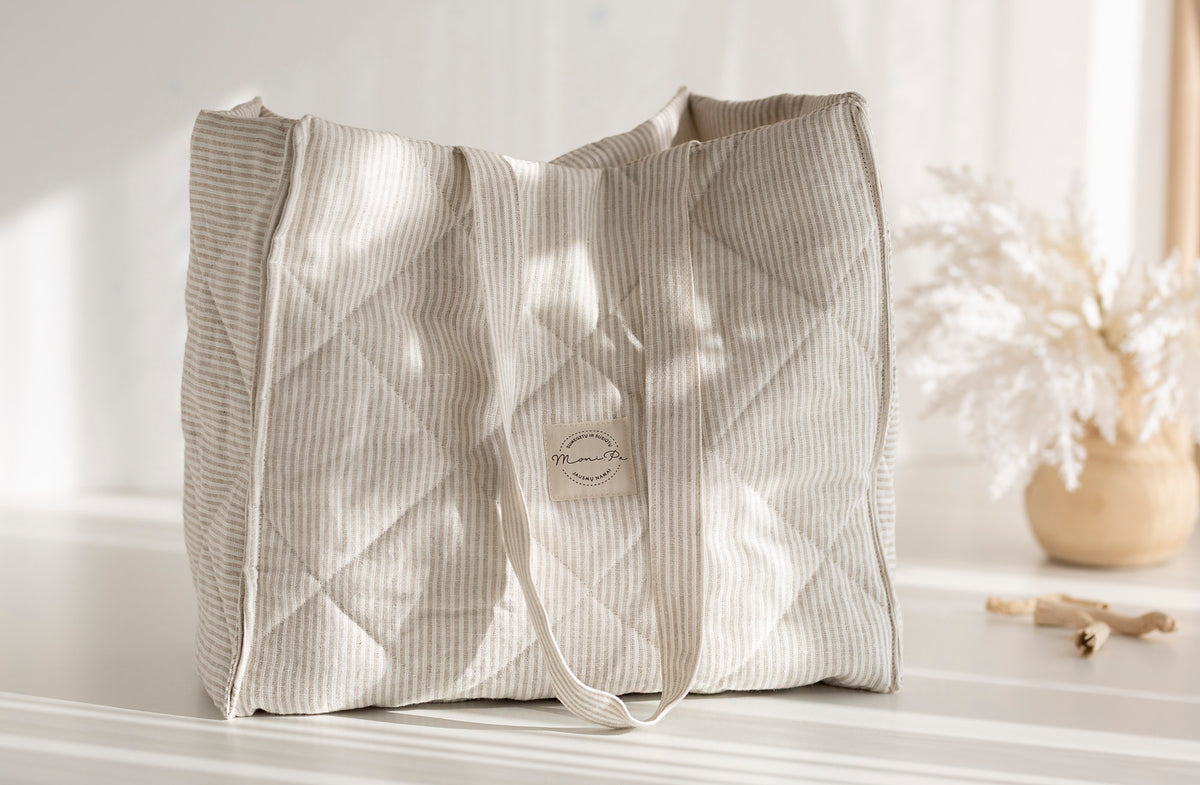 Premium 100% lino rankinė - krepšys moterims "ALBA"