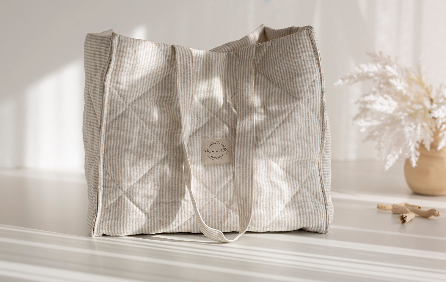 Premium 100% lino rankinė - krepšys moterims "ALBA"