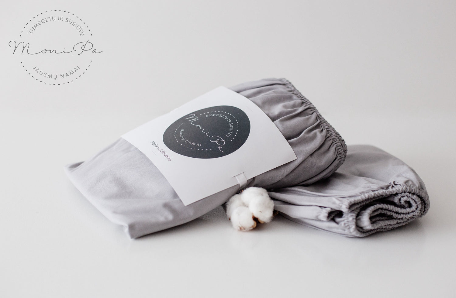 Medvilnės drobelės paklodė su guma "Šviesiai pilka"